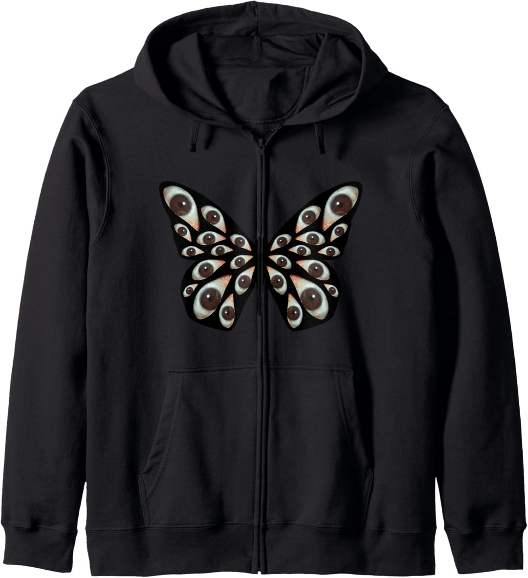 Weirdcore Aesthetic Black Butterfly Wings Auge Oddcore Kapuzenjacke
