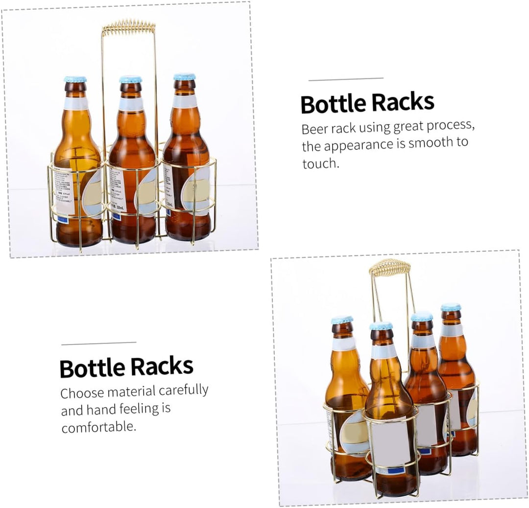 DOITOOL Bierflaschenhalter Metall Tragbarer Flaschenkorb Gold Klein Bruchsicher Für Grill Und Party