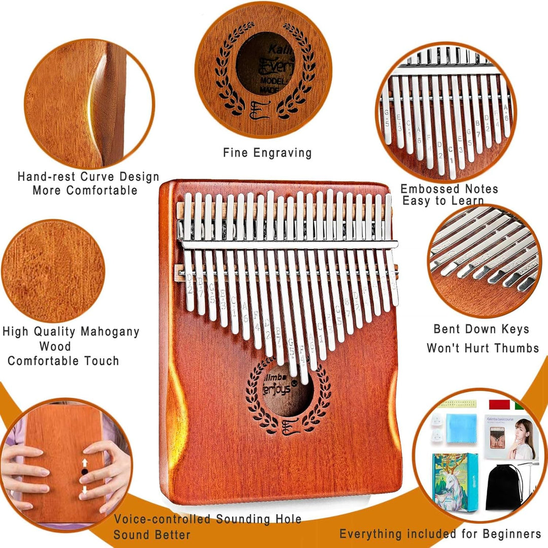 Everjoys Kalimba Daumenklavier 21 Tasten Professionelles Musikinstrument Finger Marimbas mit tragbar