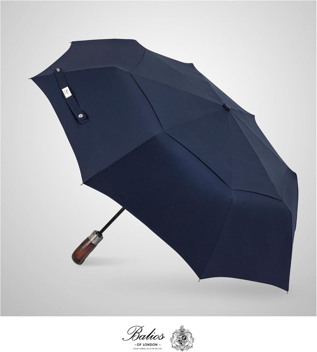 Balios® Regenschirm Mit Echtem Holzgriff -Optional | Auf Zu Automatik | Sturmfest & Windsicher | Tas