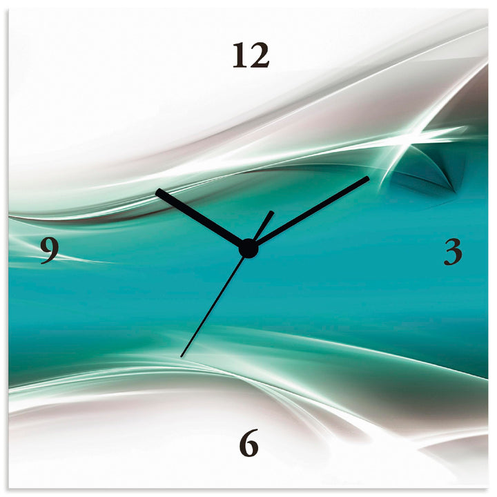 ARTLAND Wanduhr ohne Tickgeräusche Alu Funkuhr 30x30 cm Quadratisch Lautlos Design Abstrakt Kunst Mo