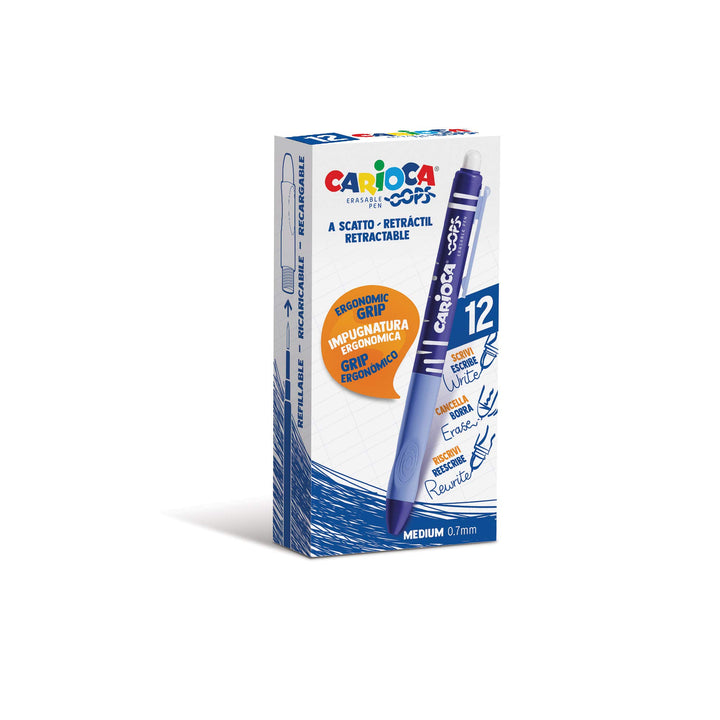 CARIOCA Oops Retractable | Radierbarer Kugelschreiber, Wiederauffüllbares Stifte-Set für Schule und