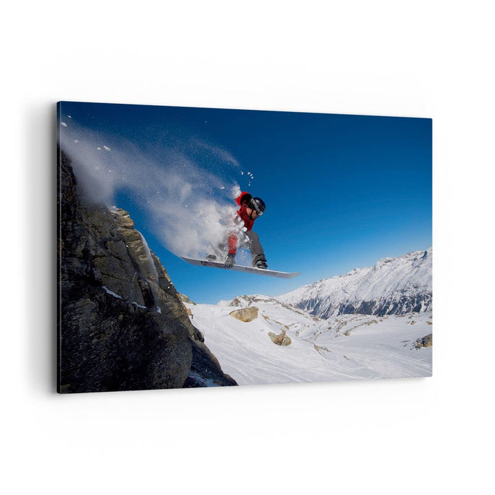 Bilder auf Leinwand 100x70cm Leinwandbild Snowboard Winter Berg Gipfel Gross Wanddeko Bild Schlafzim