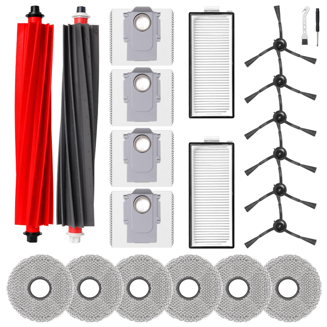 Fixbetter Zubehörset für Roborock Qrevo Master/Qrevo Slim Roboterstaubsauger, 2 Hauptbürsten, 2 HEPA