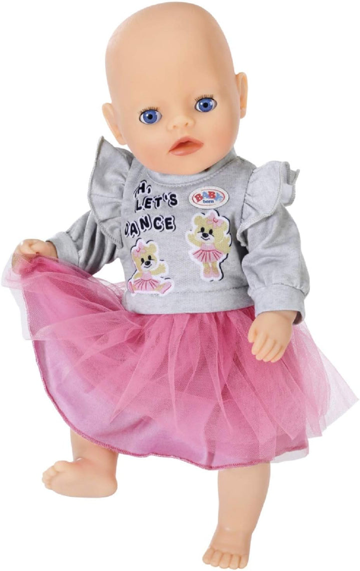 BABY Born Zapf Creation 830567 Little Kleider rosa 36 cm - rosa Puppenkleid mit Tüll-Rock und grauem
