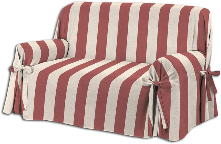 HomeLife Sofabezug für 3-Sitzer, Baumwolle mit Bindebändern, Überwurf für 3-Sitzer, mit Armlehnen, g