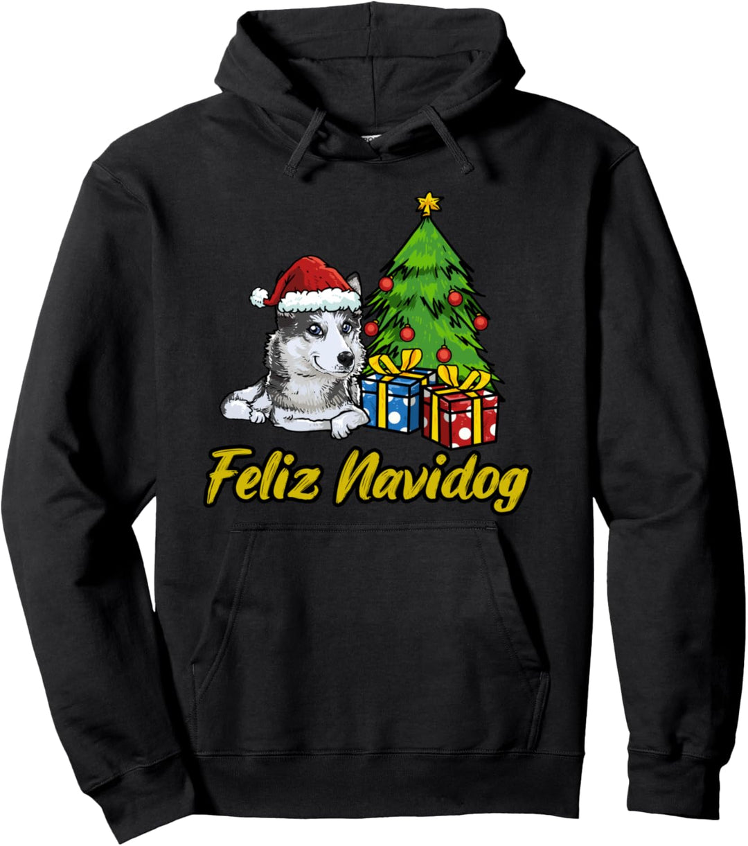 Feliz Navidog Siberian Husky Geschenk Hunde Weihnachts Pullover Hoodie