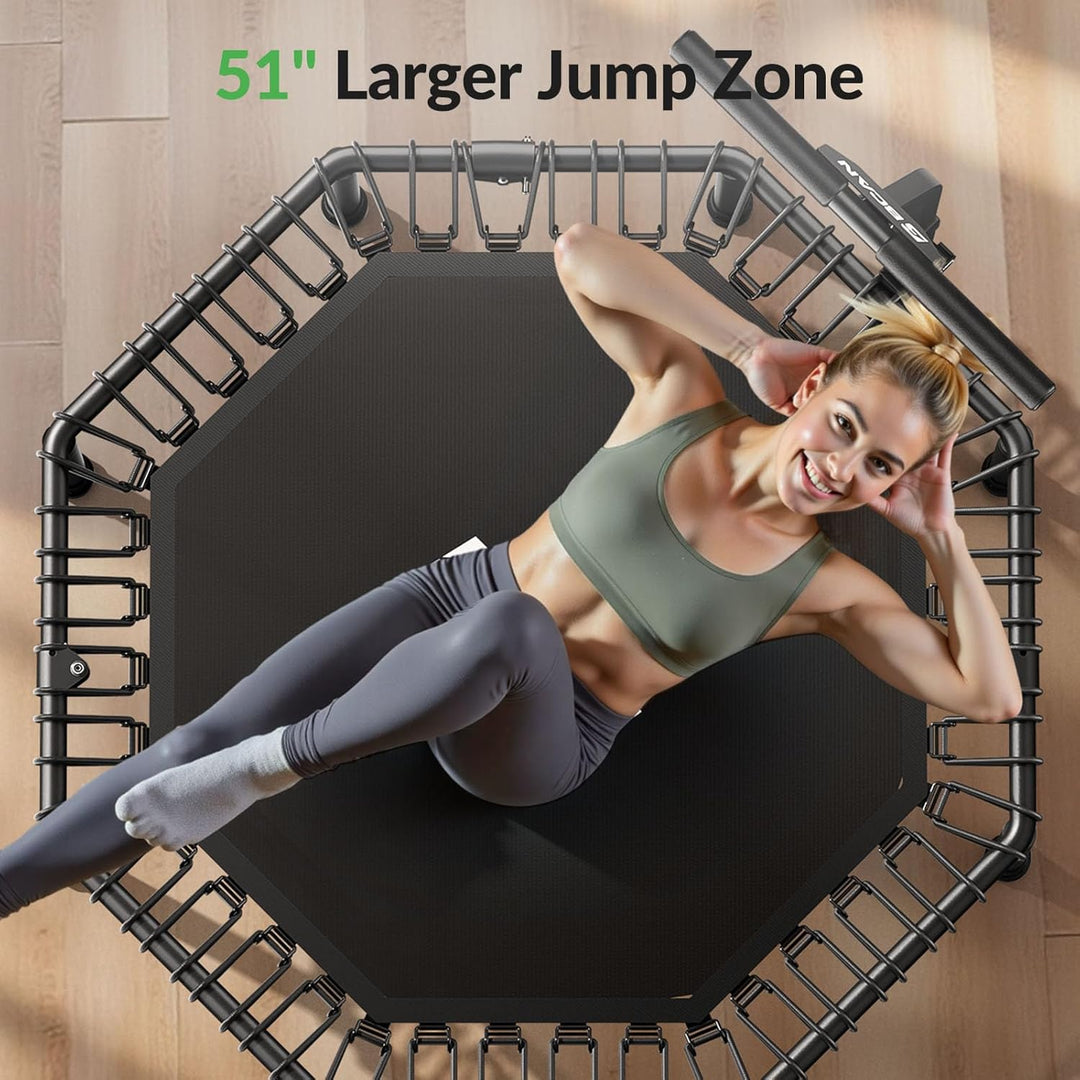 BCAN Trampolin Indoor Erwachsene, Testsieger, 250 kg Tragkraft, Ø 122/130 cm, mit Bungee-Seilen & Ve