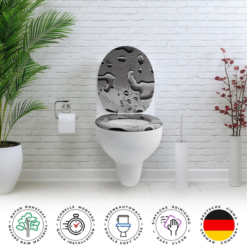 SANFINO® Premium WC Sitz mit Absenkautomatik – hochwertige Toilettendeckel aus Holz, viele bunte Mot