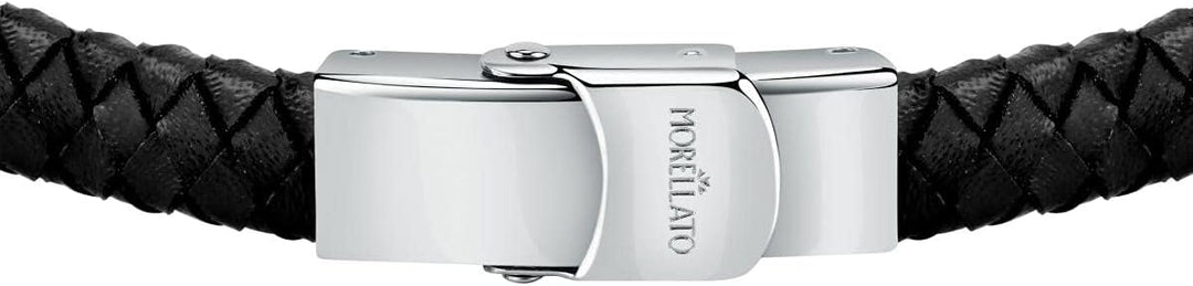 Morellato Moody Herren Armband, aus Edelstahl, Leder, Kristalle, Grau-PVD - SQH31