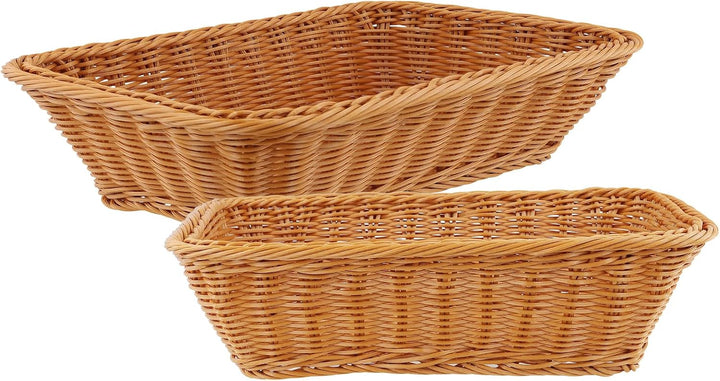 4 Stück Brotkorb Geflochten Set, Weidenkorb Rechteckig gross, Polypropylen Brötchenkorb Mehrzweckkor