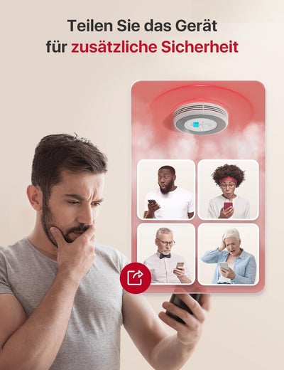 X-Sense WLAN-Rauch- und Kohlenmonoxidmelder, Sprachalarm und Standortansage, 2-in-1 Rauchmelder mit