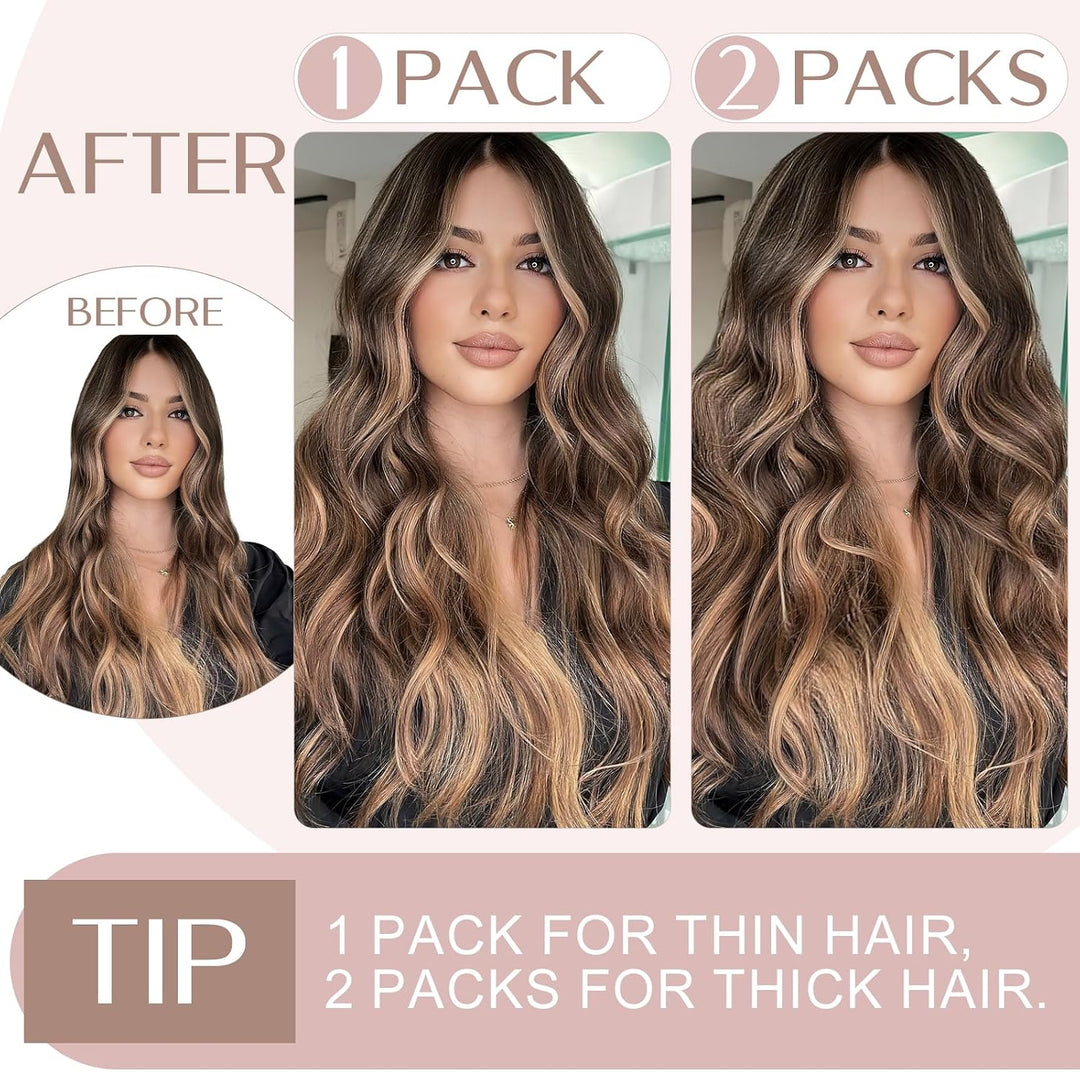 SEGO Haarteil Clip in Extensions Echthaar DICKER 1 Tresse 5 Clips Dicker Dichter Haarverlängerung 10