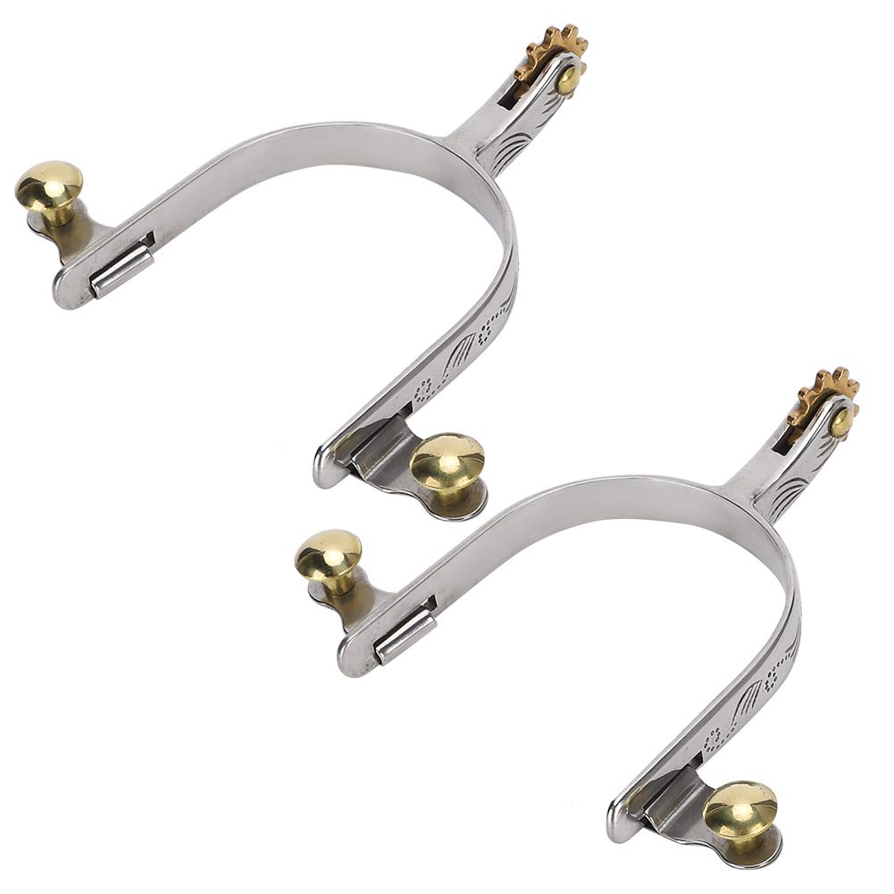 Fdit 2Pcs West Cowboy Style Spur Straps mit Messing Rowel Belt Button für Pferde, Ponys, Esel Rostpr