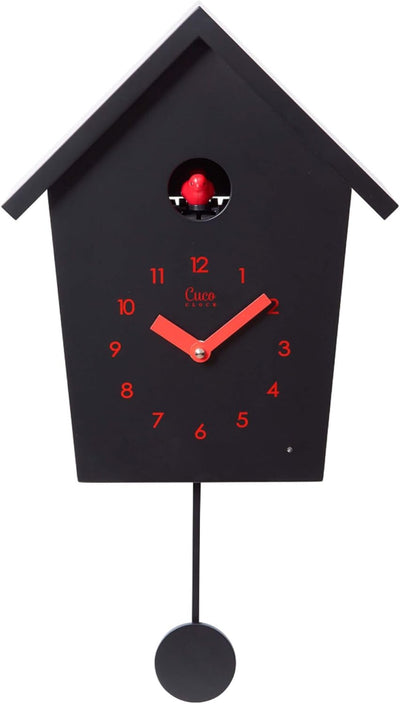 Cuco Clock Kuckucksuhr REIHENHAUS mit Pendeluhr Wanduhr, Moderne Schwarzwalduhr, 28,3 × 22,8 × 10,4c