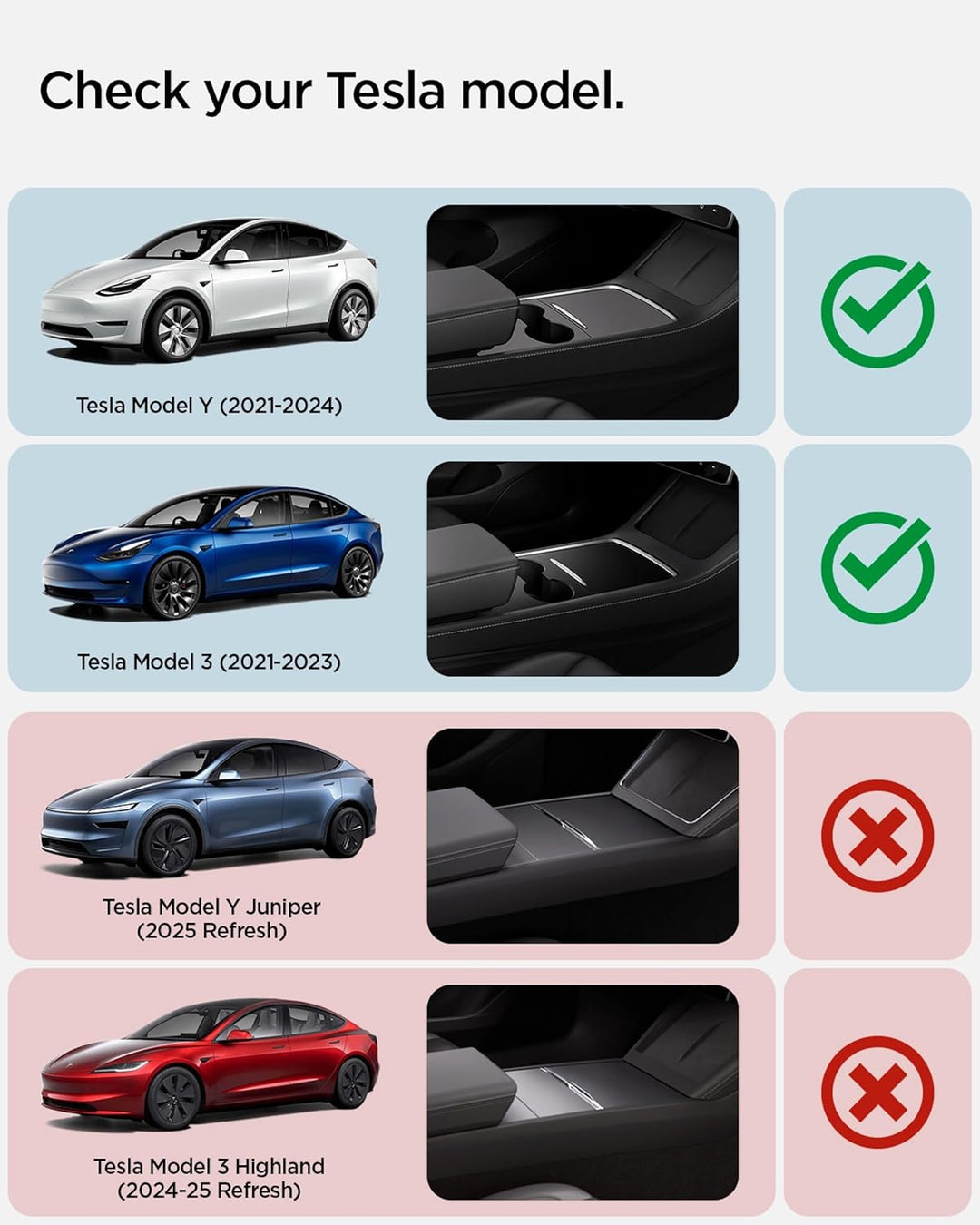 Spigen Mittelkonsole Organizer Armlehnenablage Zubehör für Tesla Model 3 2021-2023 und Model Y mit S