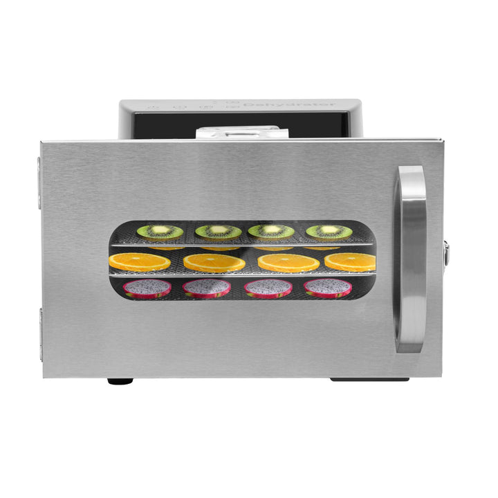 Dörrautomat Edelstahl Lebensmitteltrockner 400W 6 Ebenen 28x20cm Touchpanel Einstellbar Temperatur 3