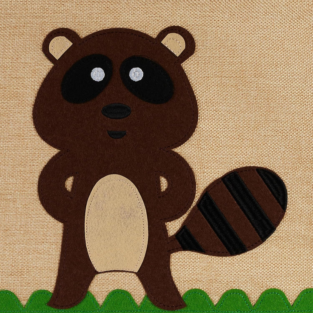 Relaxdays Aufbewahrungsbox, Biber-Motiv, Stoffbox für Kinder, faltbar, HBT: 33 x 33 x 33 cm, Spielze