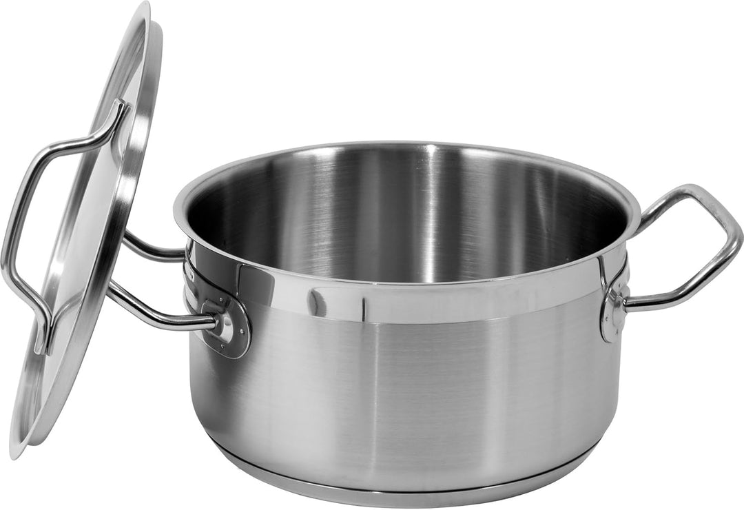 Yato YG-00040 Low Stockpot mit Deckel SS, 20 x 10,5 cm, 3,3 l