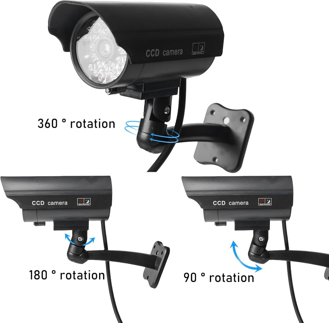 GOMETY 4 Stück Kamera Atrappe Aussen, Fake Kamera mit Rot Blinkender LED, Überwachungskamera Attrapp