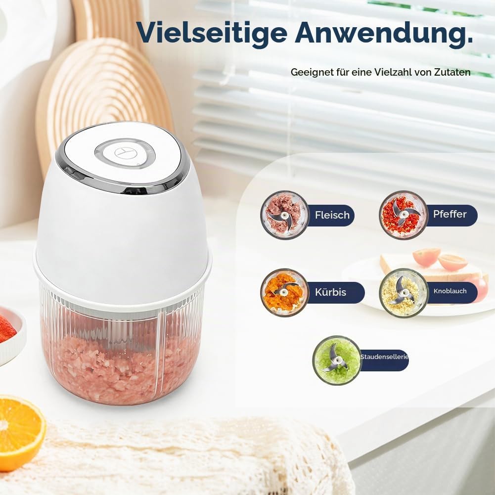 Tragbarer Mini-Zerkleinerer,Mixer Küche, Gemüsezerkleinerer Zwiebelschneider mit USB-Anschluss, Univ
