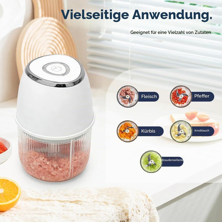 Tragbarer Mini-Zerkleinerer,Mixer Küche, Gemüsezerkleinerer Zwiebelschneider mit USB-Anschluss, Univ