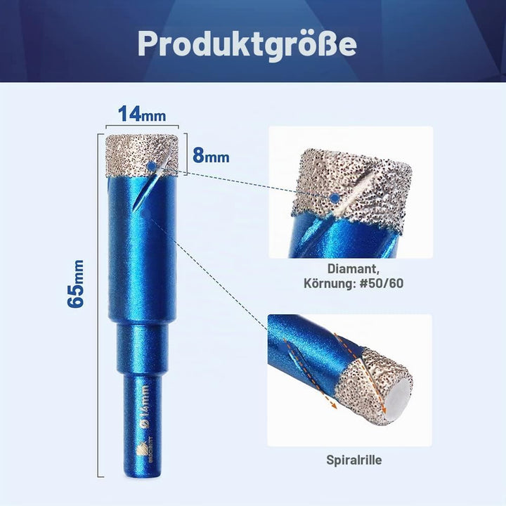 Diamant Trockenbohrer Fliesenbohrer 14mm - BRSCHNITT 5 Stück Diamant Bohrkrone - Lochsäge für Kerami