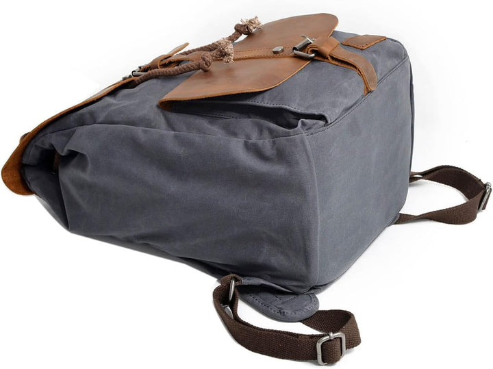 Neuleben Vintage Wasserdicht Rucksack Daypack aus Canvas Leder Damen Herren für Reise Outdoor Schule