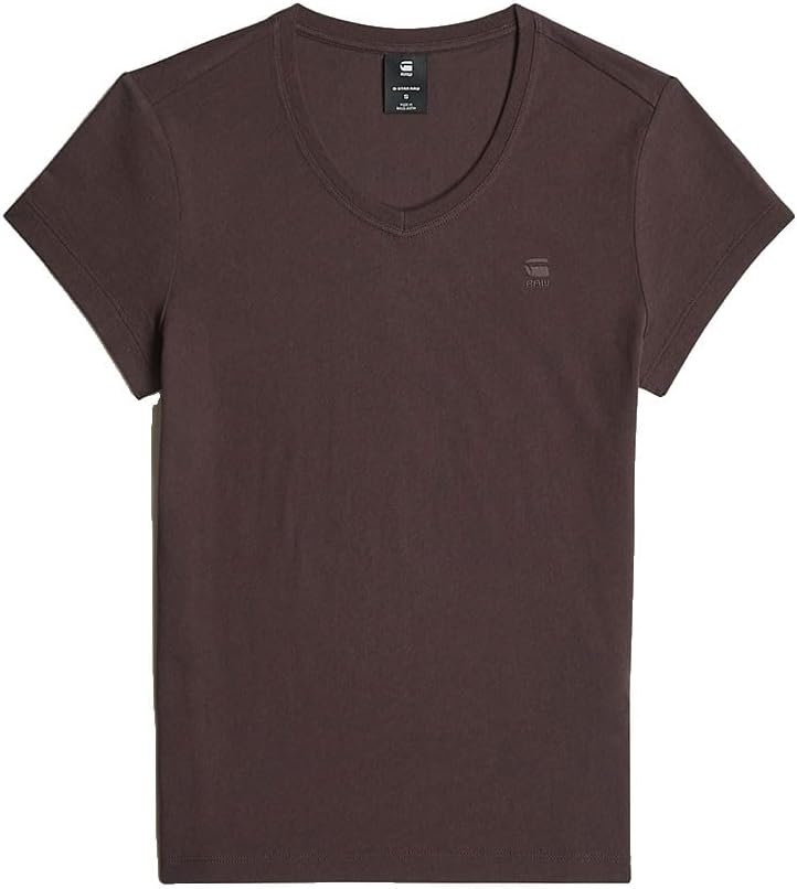 G-STAR Damen Eyben Slim V-Neck Top 2.0 XXS Beige (Chocolate Plum D24533-4107-g692), XXS Beige (Choco