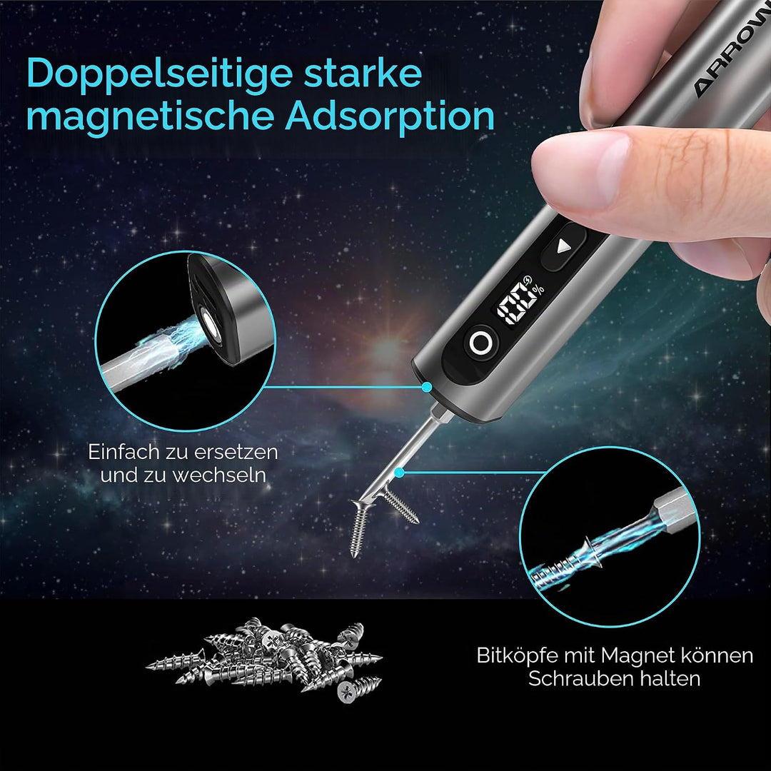 ARROWMAX Elektrischer Schraubendreher &amp; Bohrer Set, 2-in-1 Präzisions-Akkuschrauber, 10kgf.cm Drehmo