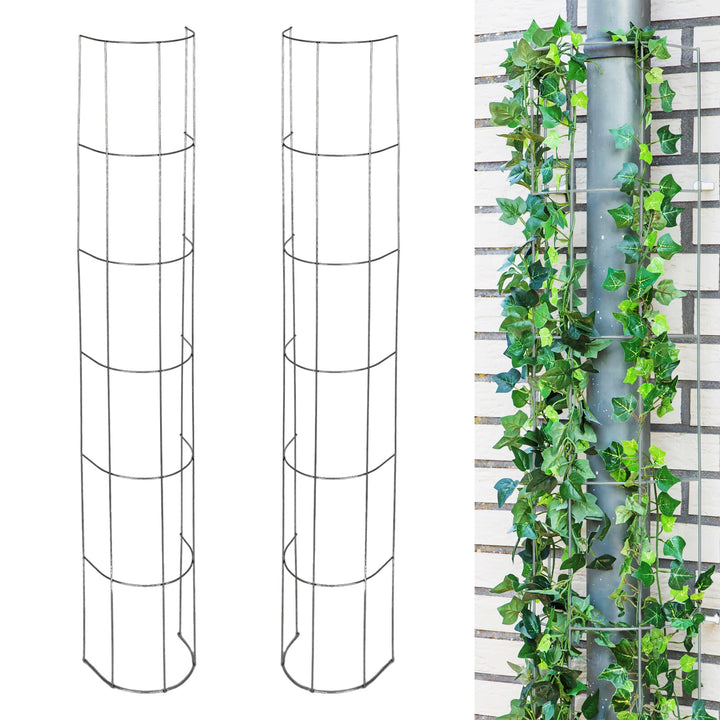 Spetebo Rankgitter aus Metall für Fallrohre 120 cm - 2 Stück - halbrundes Gitter Pflanzengitter