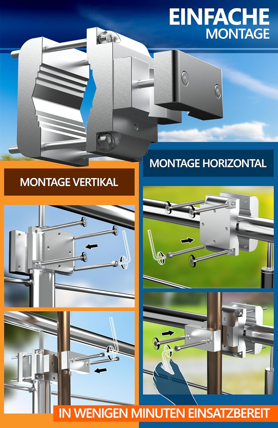 4smile Sonnenschirmhalter Balkongeländer SunnyRock - Extra-Starke Aluminium Sonnenschirm Halterung B
