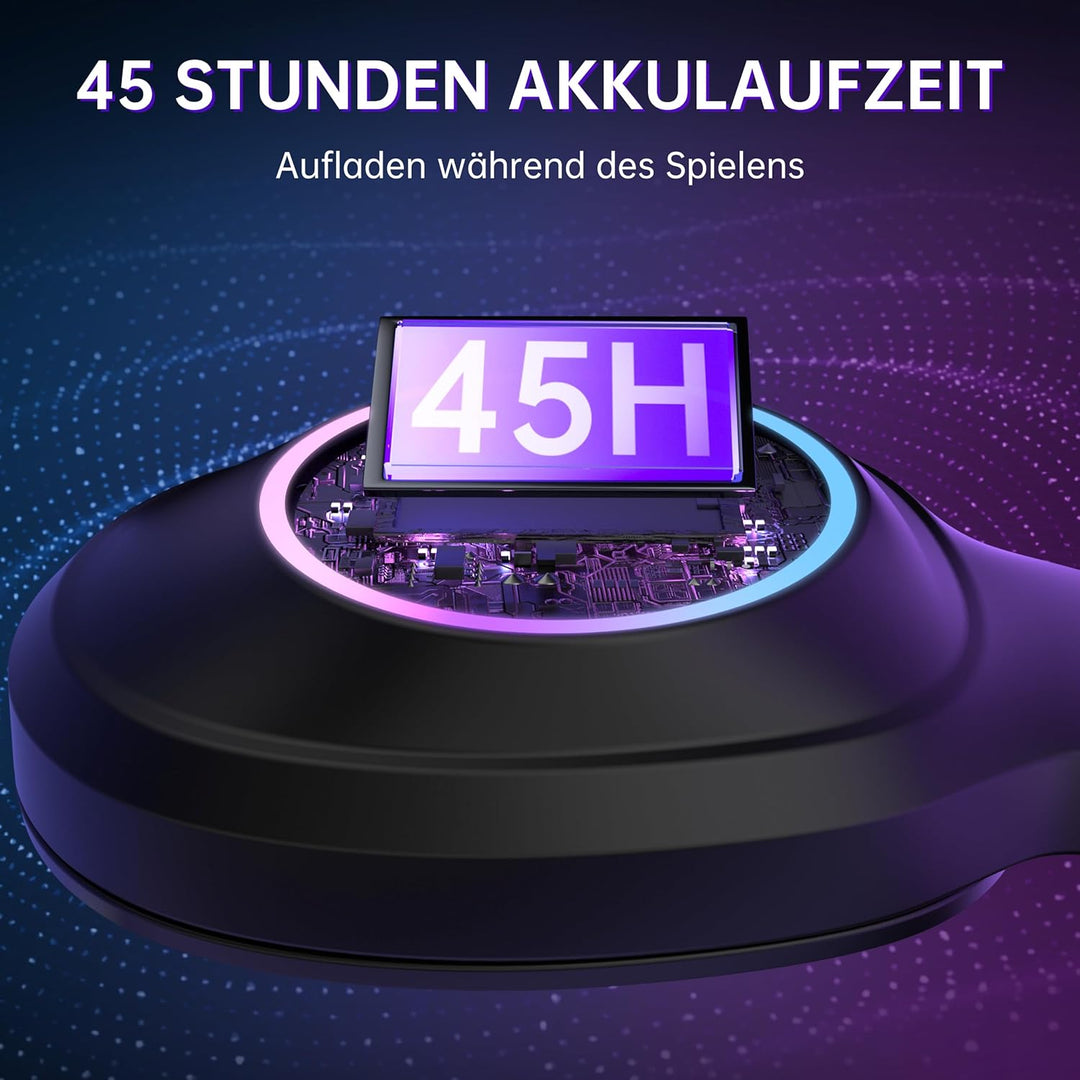 AOC Gaming Headset kabellos für PC, PS5, PS4, Switch, 2,4 GHz Wireless Headset mit Bluetooth 5.4 & K