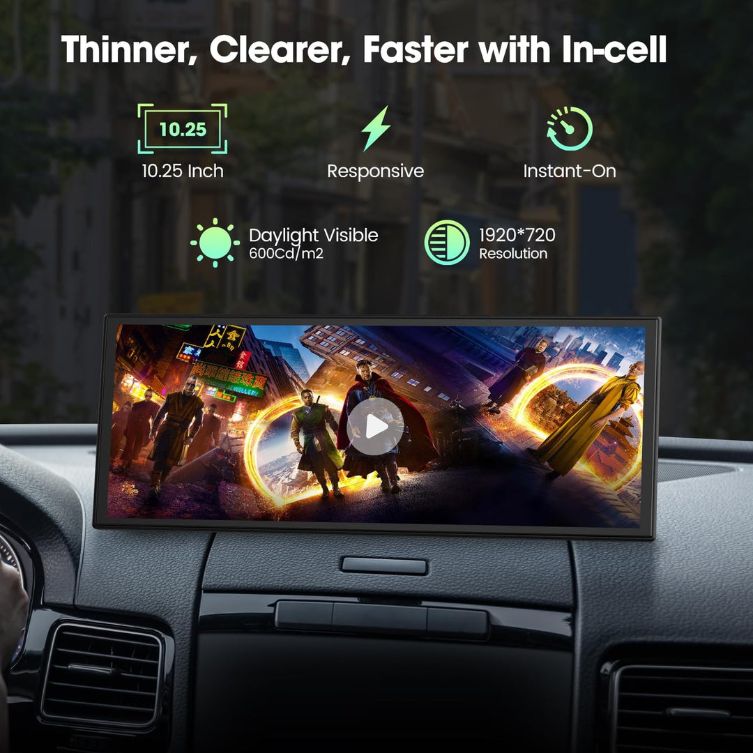 LAMTTO Carplay Netflix YouTube TikTok, 10,25'' Wireless A-pple CarPlay Bildschirm Android Auto Displ