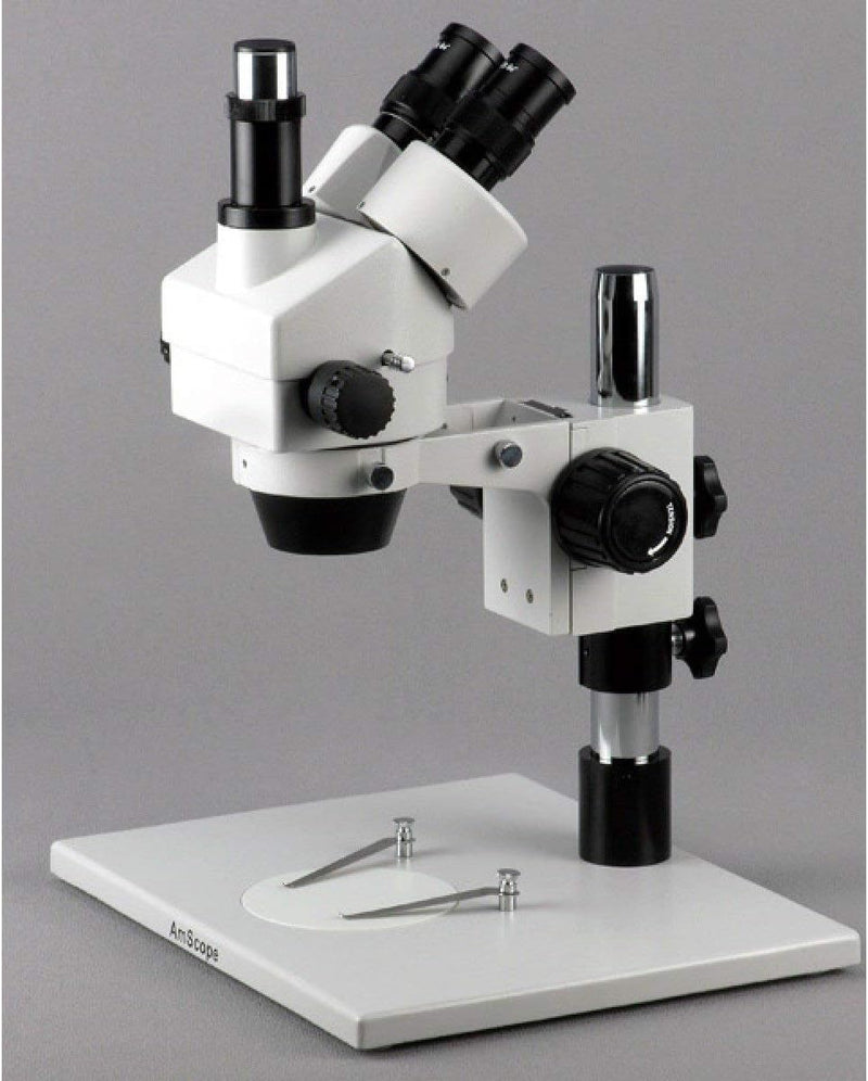 AmScope SM-1TZ Trinokulares Inspektionsmikroskop mit Super Gross Ständer, 3.5X-90X, Weiss