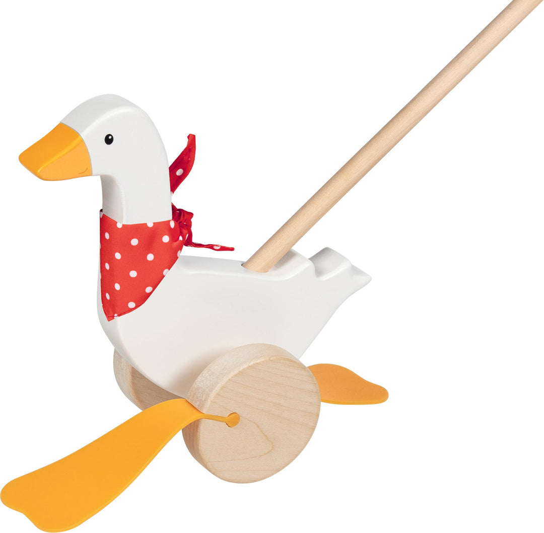 goki 54860 - Schiebetier Gans Bertha, Laufhilfe aus Holz für Kleinkinder, Weiss, Motorikspielzeug, 2