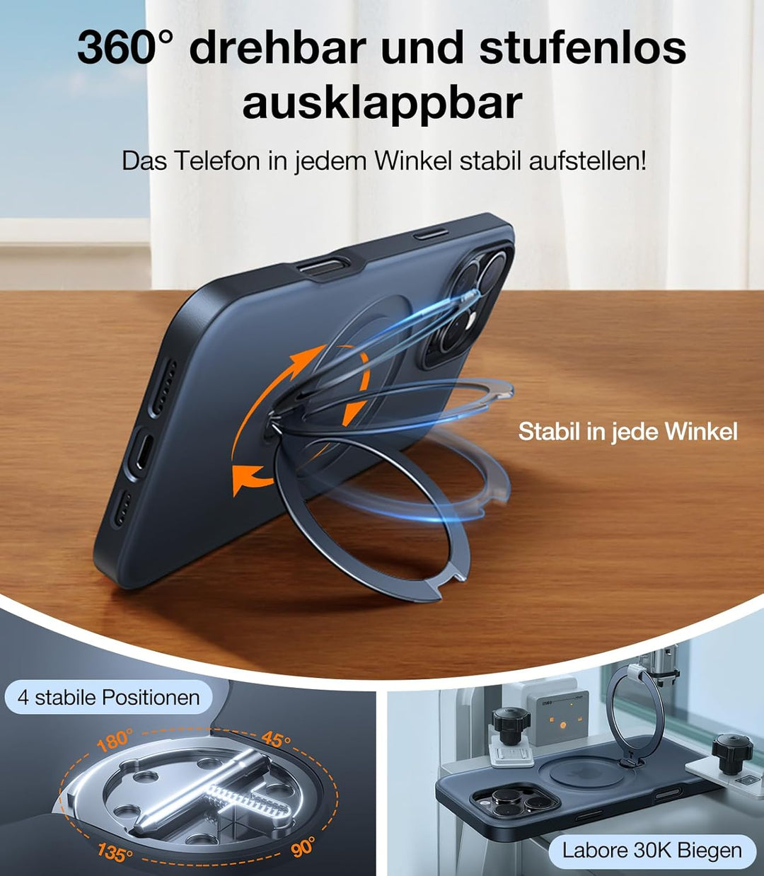 TORRAS 360° Ostand Spin für iPhone 14 Pro Max Hülle (Magnetischer Robust Standring) Militärschutz, M