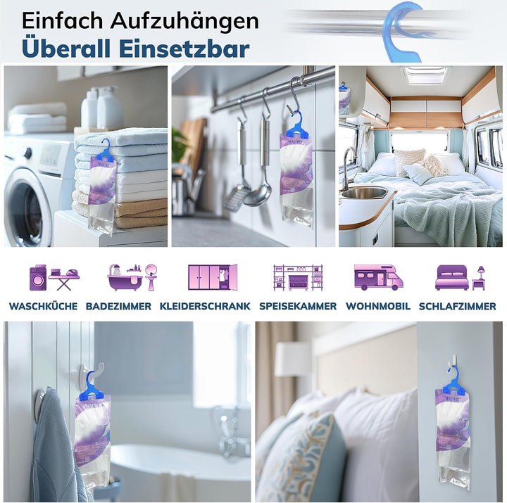 10er Set Luftentfeuchter zum Aufhängen I Luftentfeuchter Beutel I Entfeuchter Schrank und Feuchtigke