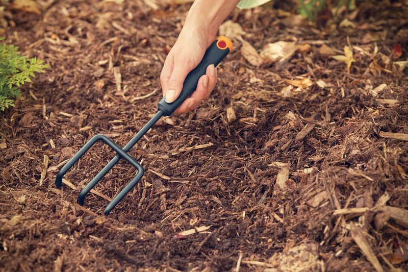 Fiskars Gartenwerkzeuge-Set, 3-teilig, Blumenrechen, Blumenkelle, Pflanzkelle, Rostfreier Stahlkopf/