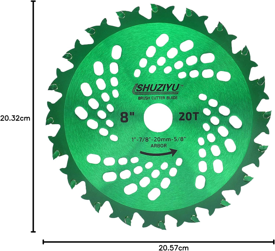 LSHUZIYU 205mm-20T+80T, 2 Stück, 25.4mm Dorn mit Adapter 22.23-20-16mm, Freischneiderklinge, Freisch