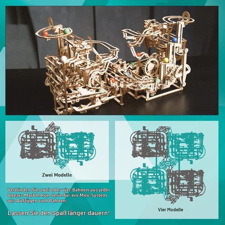 UGEARS DIY Murmelbahn Holz Spirale - Marble Run 3D Holzpuzzle Erwachsene - Holzkugelbahn Modellbausa