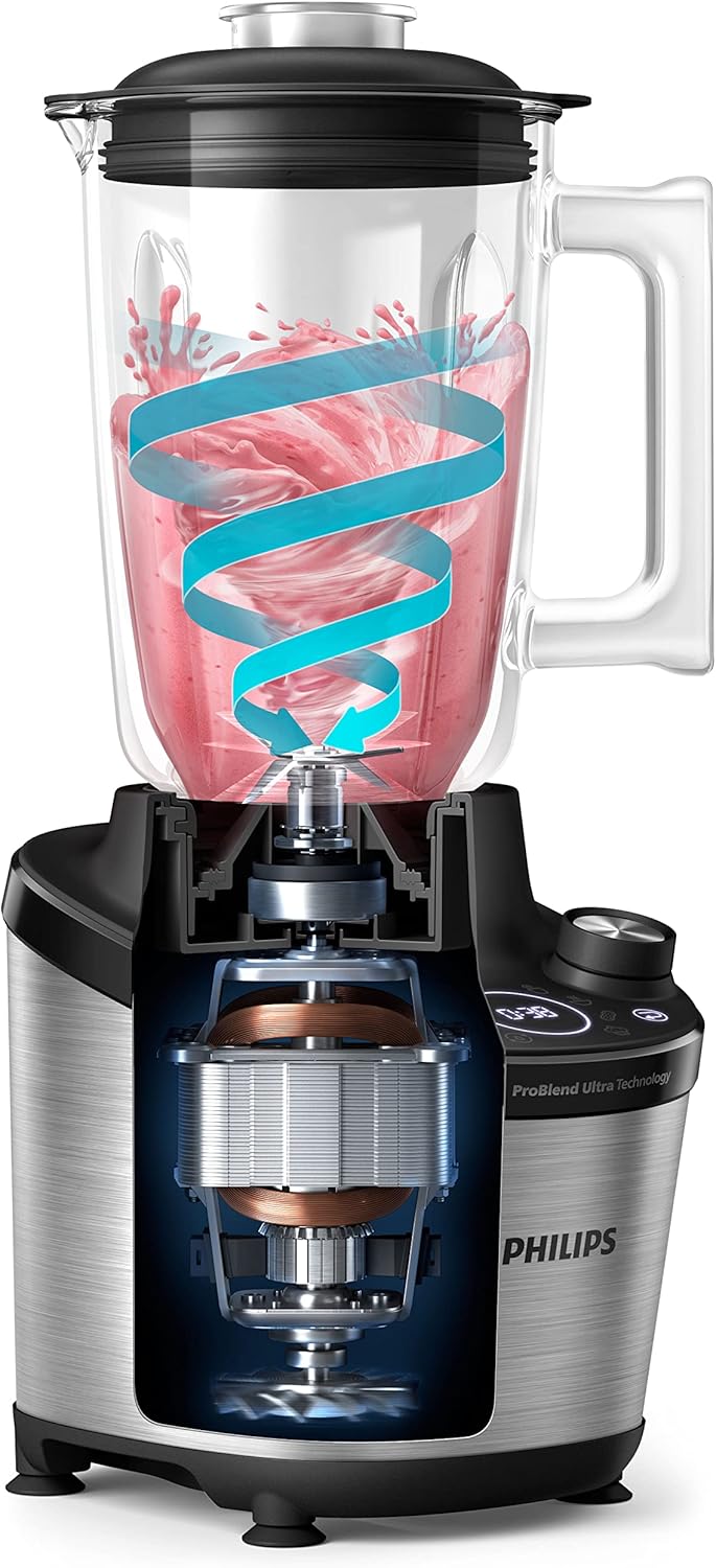 Philips Standmixer 7000 Series - 1500 Watt, 2 Liter, ProBlend Ultra Technologie, Schnellauswahlprogr