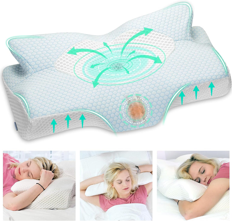 Elviros Orthopädisches Kopfkissen aus Memory Foam, Seitenschläferkissen Nackenstützkissen, Kopfkisse