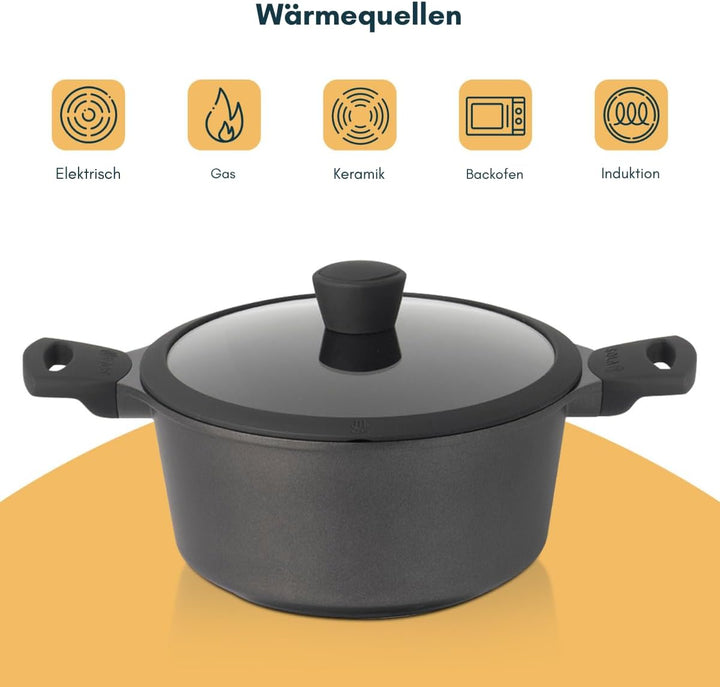 Sola Bräter mit Deckel Ceramic Deluxe - Induktionsgeeignet - Keramische Antihaftbeschichtung - ø 24