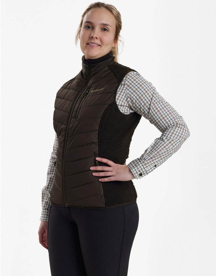 Deerhunter Lady Caroline Gepolsterte Weste mit Strick Brown-Blatt