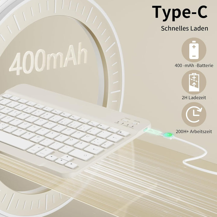 Hülle mit Tastatur für iPad A16 11/10 Gen 11/10,9 Zoll 2025/2022 | Integrierter Stifthalter Folio-St