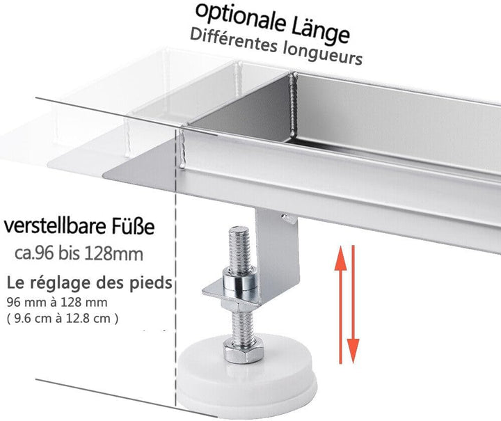 Duschrinne 50 cm Befliesbar 360 Grad Edelstahl komplettset Duschablauf Extra Flach Siphon mit Geruch