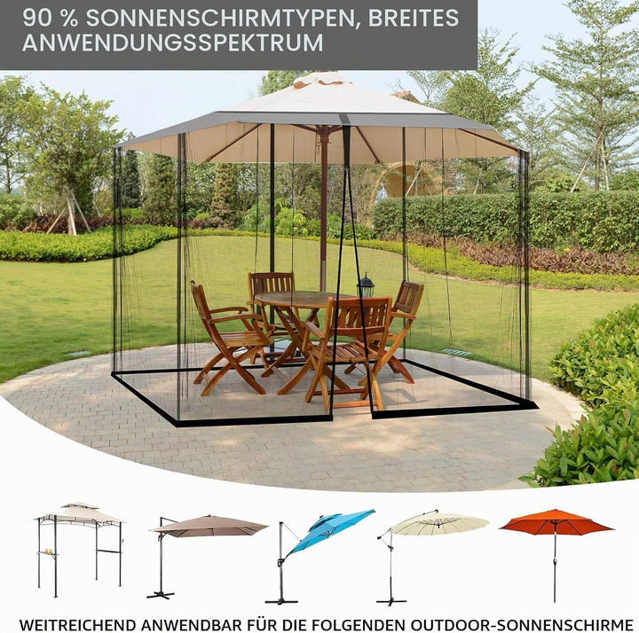 Pavillon Moskitonetz für Sonnenschirm, dellyy 300x300CM Fliegengitter Pavillon Quadrat mit Fliegengi