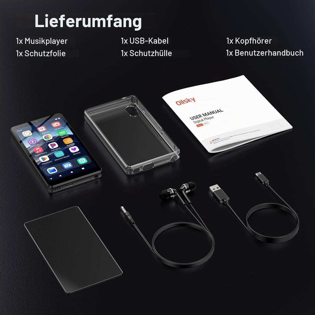 32GB MP3 Player mit Bluetooth und WiFi, Kamera, Oilsky 4,02" HD Android 13 Musikplayer mit Spotify,