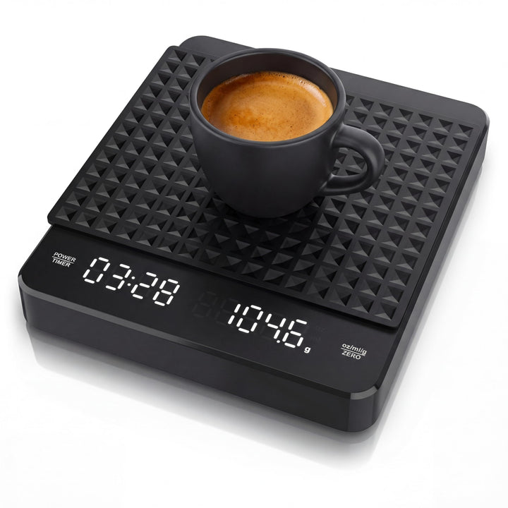 digitale Baristawaage Kaffeewaage – Küchenwaage fein – mit Timer-Funktion – bis zu 3 kg in 0,1 g Auf